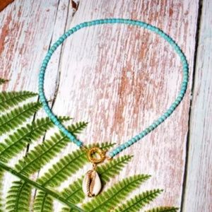 Handmade Natural Cowrie Shell & Seed Bead Choker